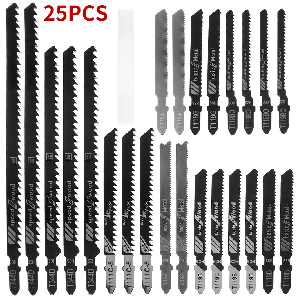 Jigsaw Blades Straight Cutting Tools T-Shank Jig Saw Blade Metal Steel Wood Assorted Saw Blades Woodworking Tool Cutting Jig Saw