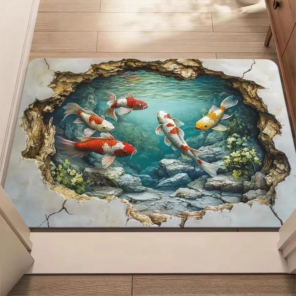 3D пловрик для ванной Нескользящий коврик для двери спальни Креативный коврик-дверь Оптическая иллюзия Декор для дома