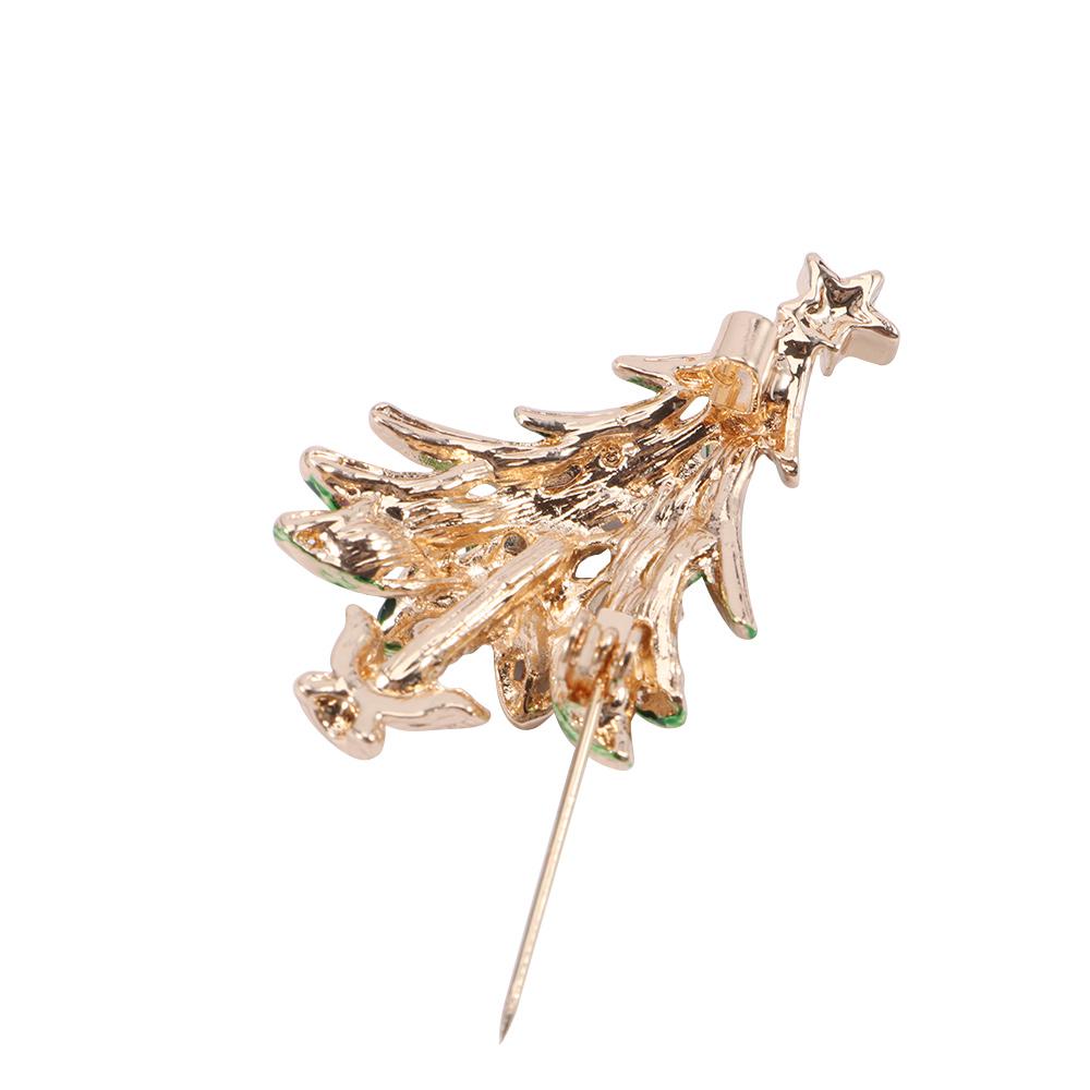 XMAS Small Gift Decor Accessories Crystal Woman Christmas Tree Brooches Jewelry Lapel Pins