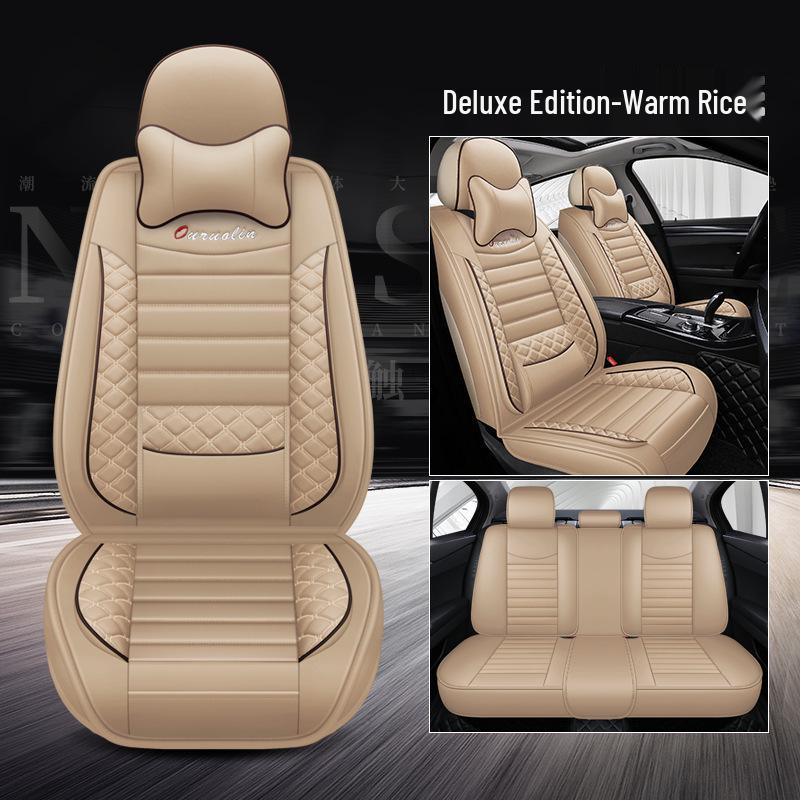 2022 All-Season Full Leather Car Seat Cushion with Fixed Waist Design
