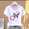 (Asian Size) Women's Top 90s Trend Butterfly Cute Short Sleeve T-shirts Fashion T Clothing Print Female Casual Graphic Tee