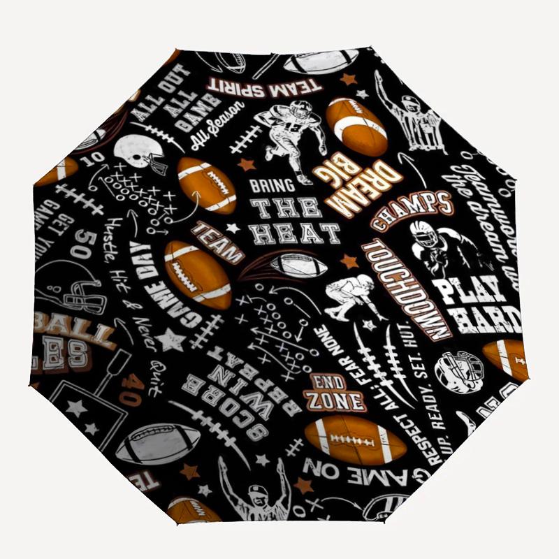 American football Theme Automatic Umbrella, Lightweight & Portable, 8 Rib, Perfect for Outdoor Travel, Birthdays, Christmas, Gifts.
