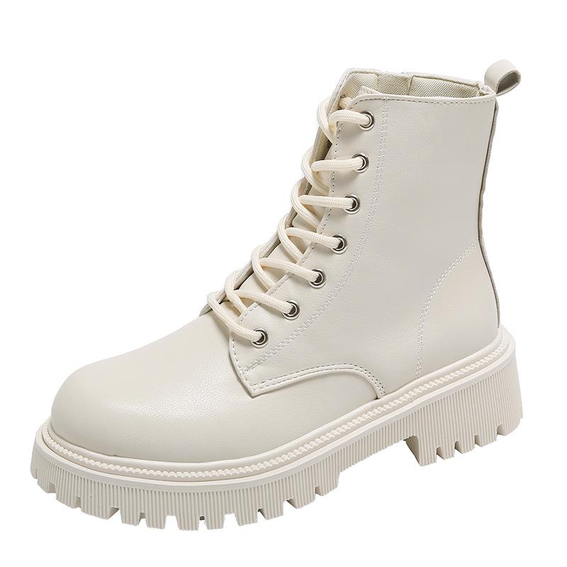 Martin Boots Women's British Wind Locomotive Thick-soled Spring and Autumn Thin Single Boots New Velvet Winter Sweet and Cool Short Boots