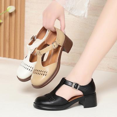 Модные женские сандалии на лето, одинарная обувь с Т-образной застежкой, плетеные туфли-клетка из свиной кожи с открытым носком, римские туфли, элегантные и удобные