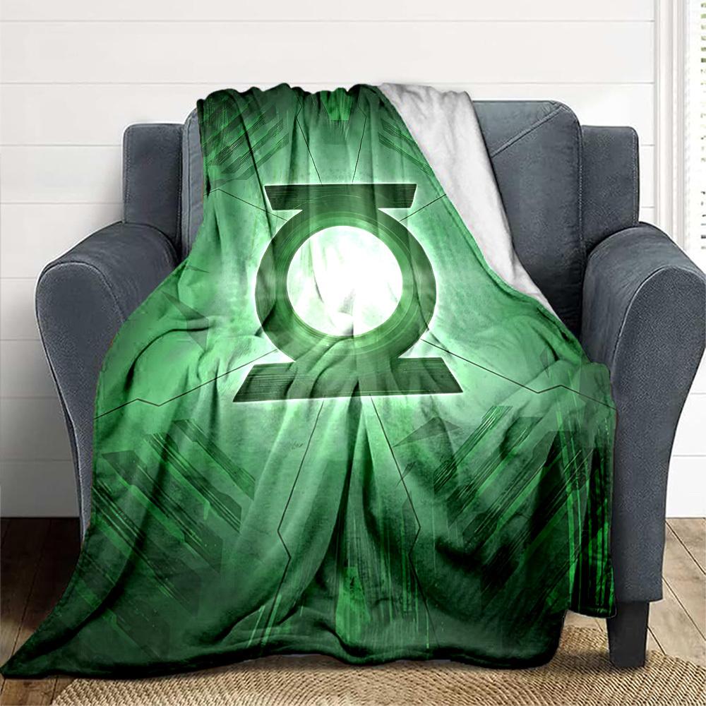 1pc Green Lantern Symbol Blanket Polyester Fiber, All Season Comfort for Sofa, Bed, Office, Car, Camping Ideal Home Decor & Gift, Office Comfort