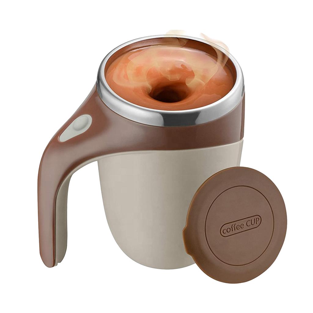 380mL Self Stirring Mug with Lid Automatic Magnetic Stirring Coffee Cup Electric Stainless Steel