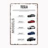 Tesla Car Models Metal Sign Poster Garage Room Decor Automobile Club Tin Home Decor