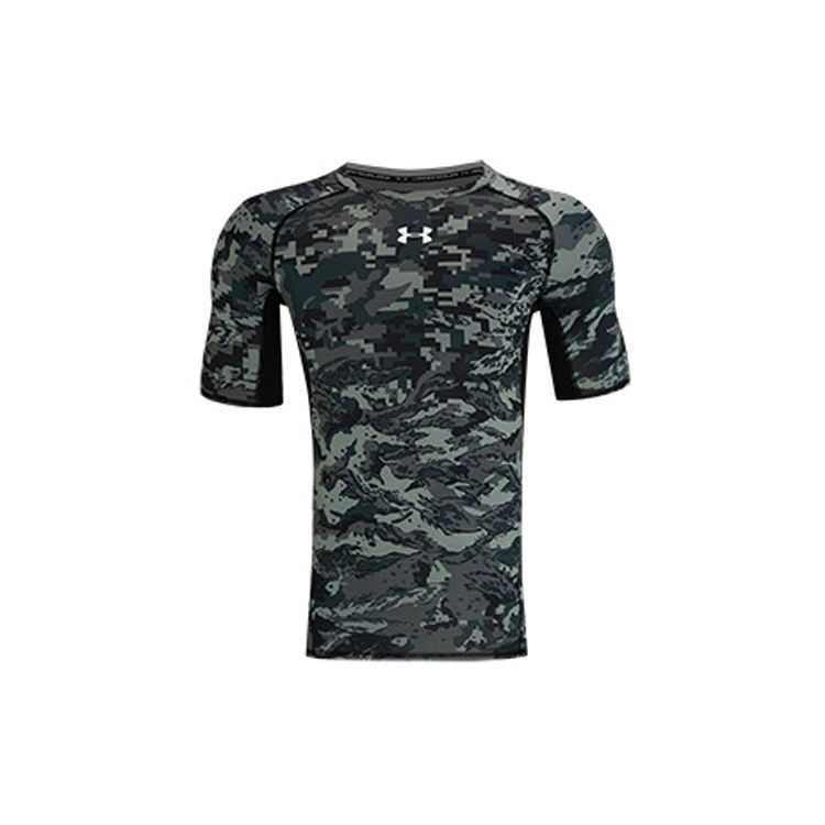 Under Armour HeatGear Camo Print Retro Short Sleeve T-Shirt Men Tops Black 1345722-003