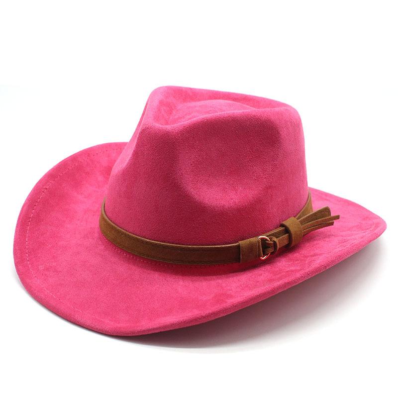 Новая женская и мужская черная замшевая шляпа Chapeu Western Cowboy Hat Gentleman Jazz Sombrero Hombre Cap Dad Cowgirl Hats Size 56-58cm