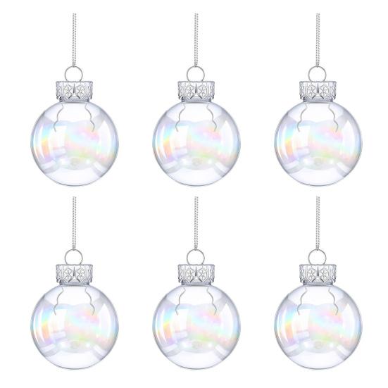 6/12 шт., рождественские шары, прозрачные, могут быть заполнены, неразрывные, многоразовые, с переливающимся орнаментом, шары, украшение для рождественской елки, Новый год, праздник