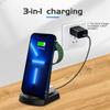 A001 Беспроводное зарядное устройство 3 в 1 Беспроводная зарядная станция 15 Вт Быстрая зарядка Вертикальная подставка Совместимо с iOS
