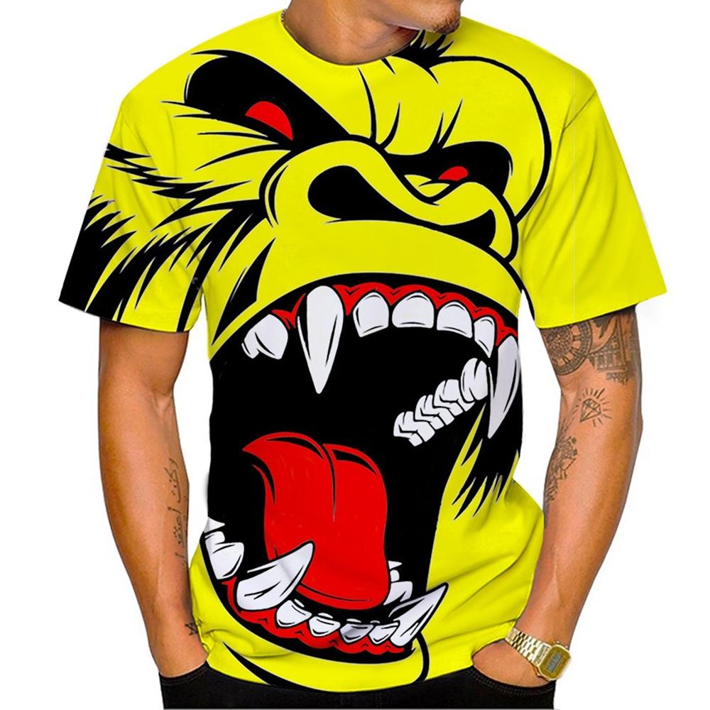 Summer Hot Selling Funny Handsome Gorilla 3D Printed Pattern Casual Personality Trendy Cool T-shirt