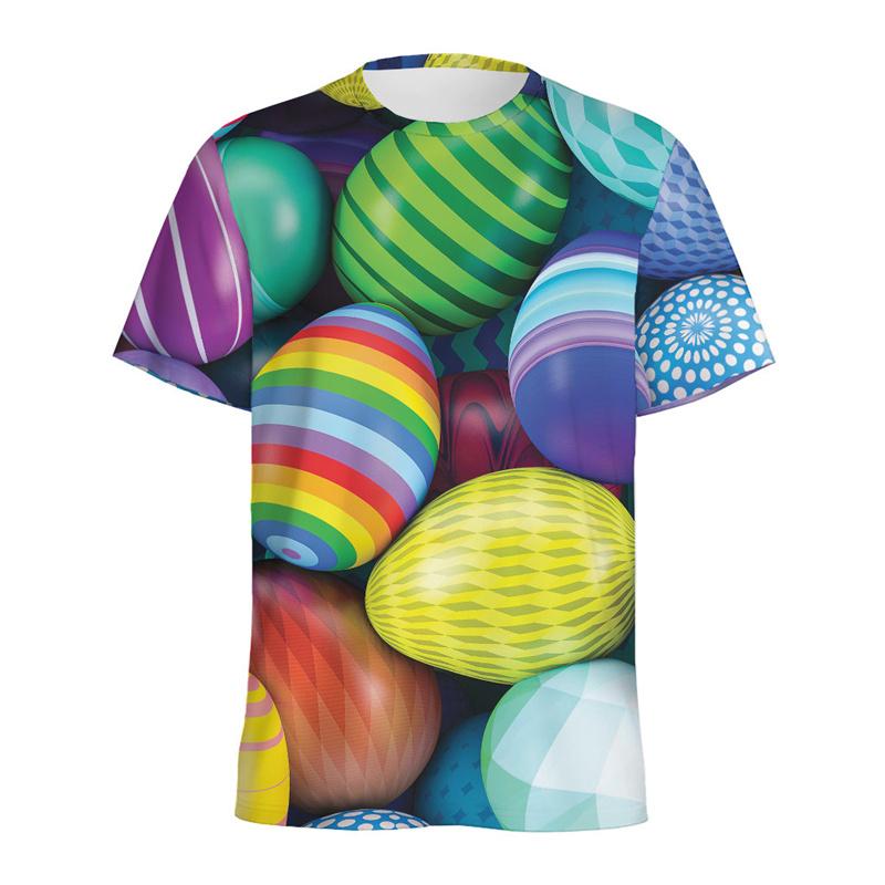 Multi Color Eggs 3D Printed T Shirt For Men Womens Kids Cartoon Fried Egg Graphic Tees Tops Short Sleeves Round Neck T-shirt
