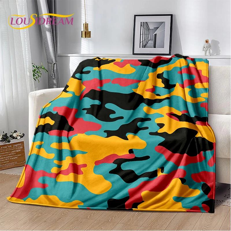 2025 Colorful Camo Green Camouflage Soft Blanket,Soft Throw Blanket for Home Bedroom Bed Sofa Picnic Travel Cover Child Gift