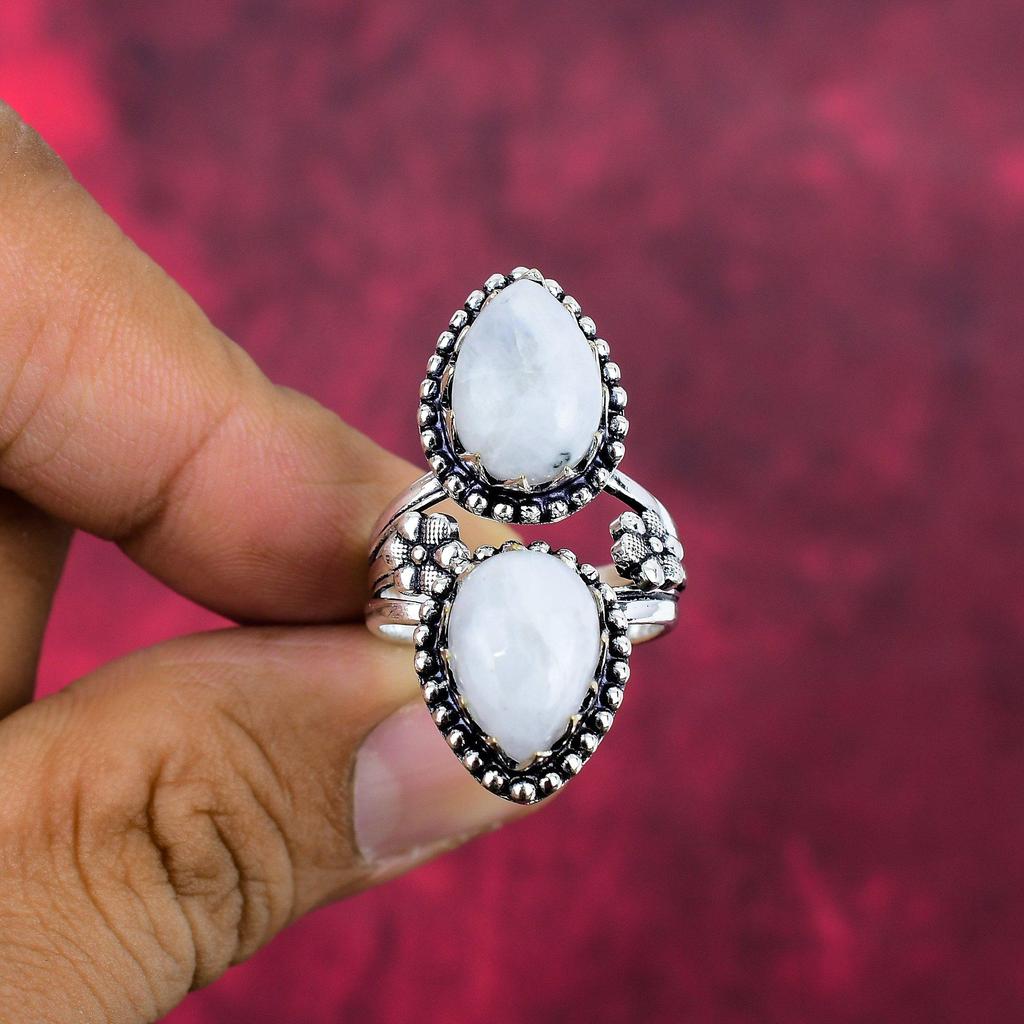 Rainbow Moonstone Ring Gemstone Jewelry, 925 Solid Sterling Silver Ring, Handmade Beautiful Jewelry Ring