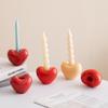 Heart-shaped Cherry Ceramic Candle Holders Desk Decoration Romantic Candlestick Wax Melt Burner Candle Stand Modern Home Decor