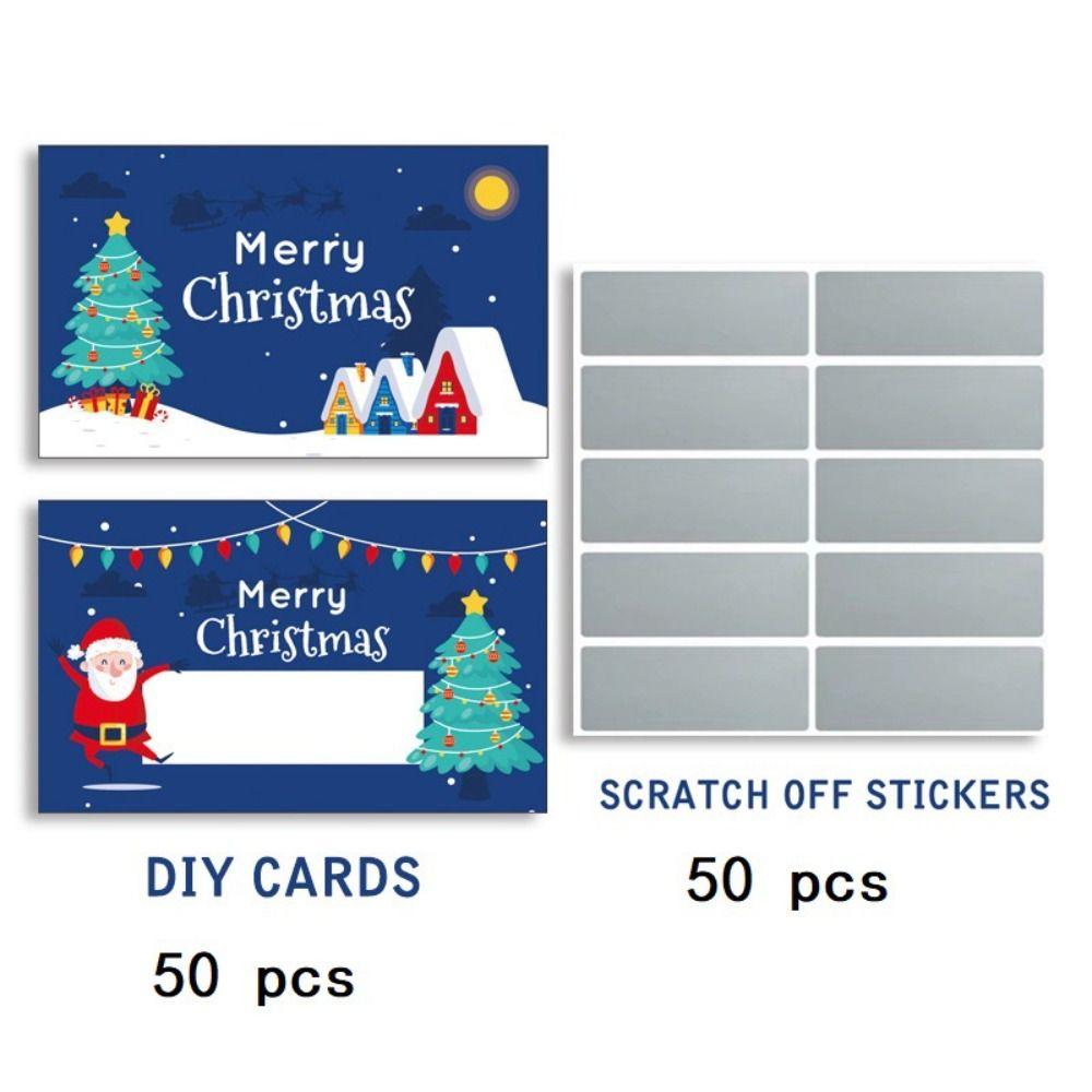 50 Pcs Santa and Tree Designs Christmas Scratch Off Cards Opaque Coating Raffle Ticket  Party Games