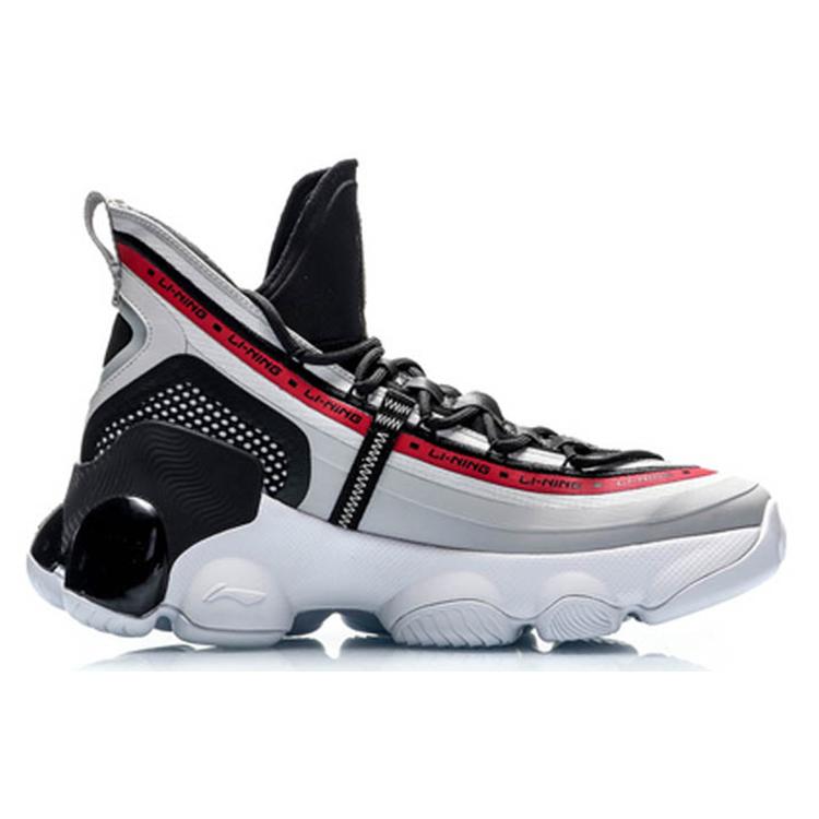 Li Ning Повседневные Амортизирующие Скользкие Устойчивые к Истиранию Высокие Баскетбольные Кроссовки Мужские Черно-Красные AGBP127-5