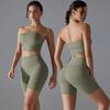 Комплект спортивной одежды из двух частей с открытой спиной без бретелей, быстросохнущий костюм для йоги с высокой талией и эффектом лифтинга бедер, для бега и фитнеса для женщин