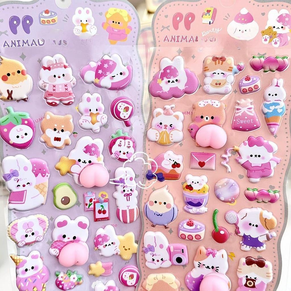 Phone Case Stickers Kids 3D Stickers Self-adhesive Animal Cute Toys Bear Craft Toys For Diary Scrapbook Pencil Case Tablet Etc