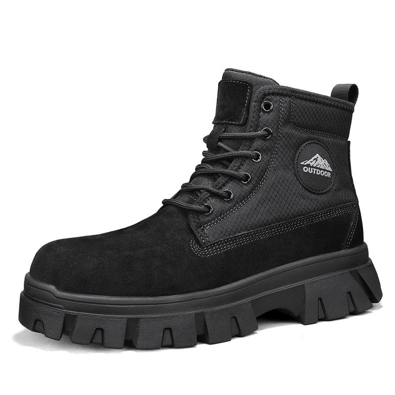 Men's Ankle Boots Genuine Leather Short Boots Retro Snow Boots Warm Casual Plush Shoes