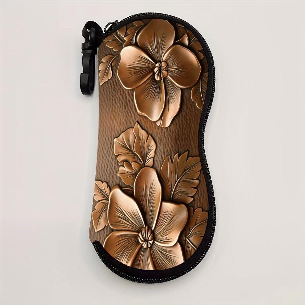 Hanging Sunglasses Storage Bag Leather Sunglasses Holder Butterfly Print Eyeglass Case Women