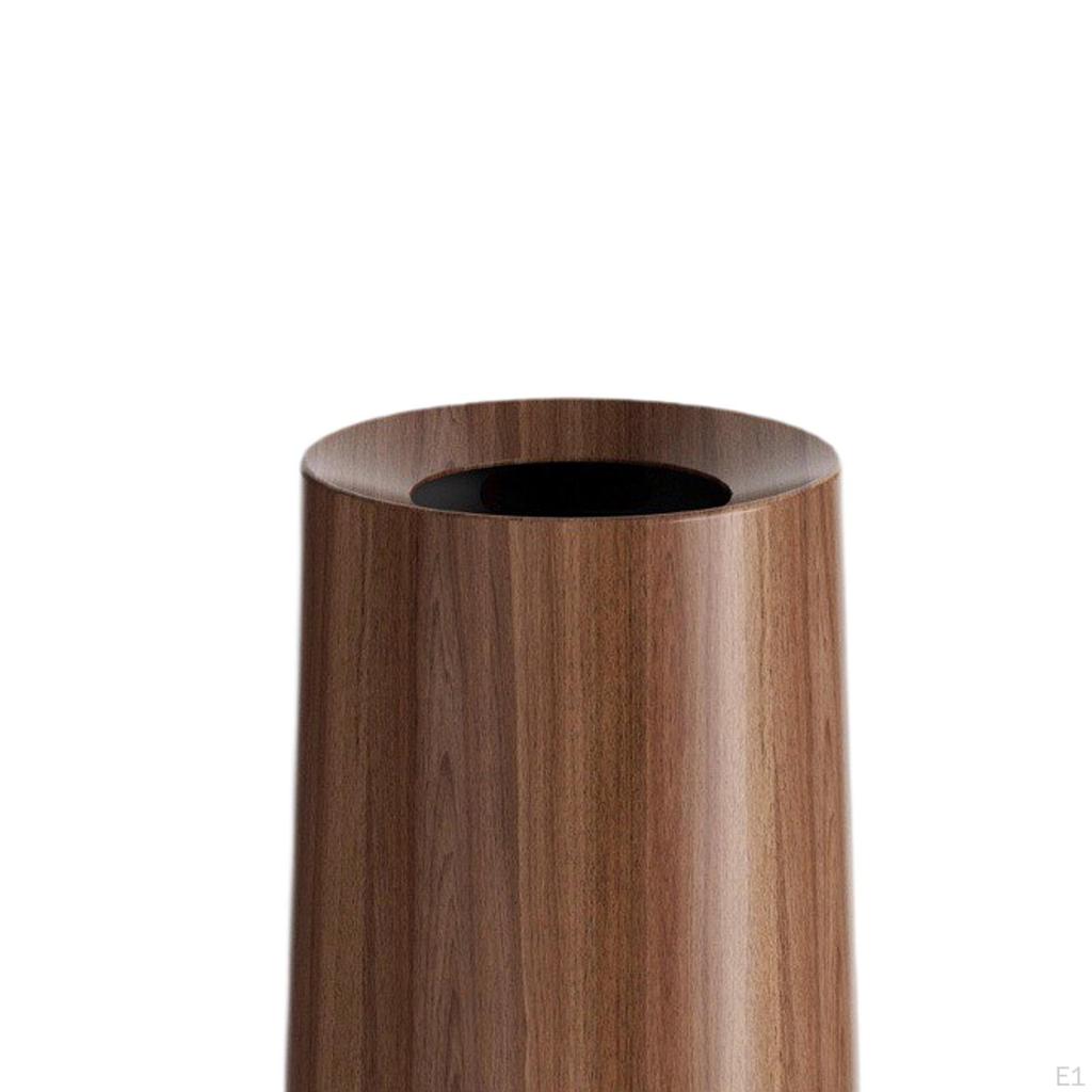 Imitation Wood Grain Trash Can Open Top Garbage Bucket Elegant Waste Basket Round Wastebasket