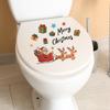Мультяшный Санта Клаус Лось Подарки и Английский Слоган Наклейки на Туалет для Украшения Дома
