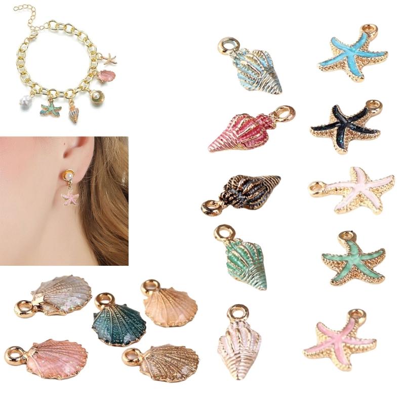 Красочная подвеска из сплава в виде ракушки конха и морской звезды для браслетов, ожерелий, брелоков, материалы для изготовления украшений ручной работы