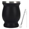 8oz 304 Stainless Steel Gourd Cup Double Layers Vacuum Insulation Cup with Straw Brush Black