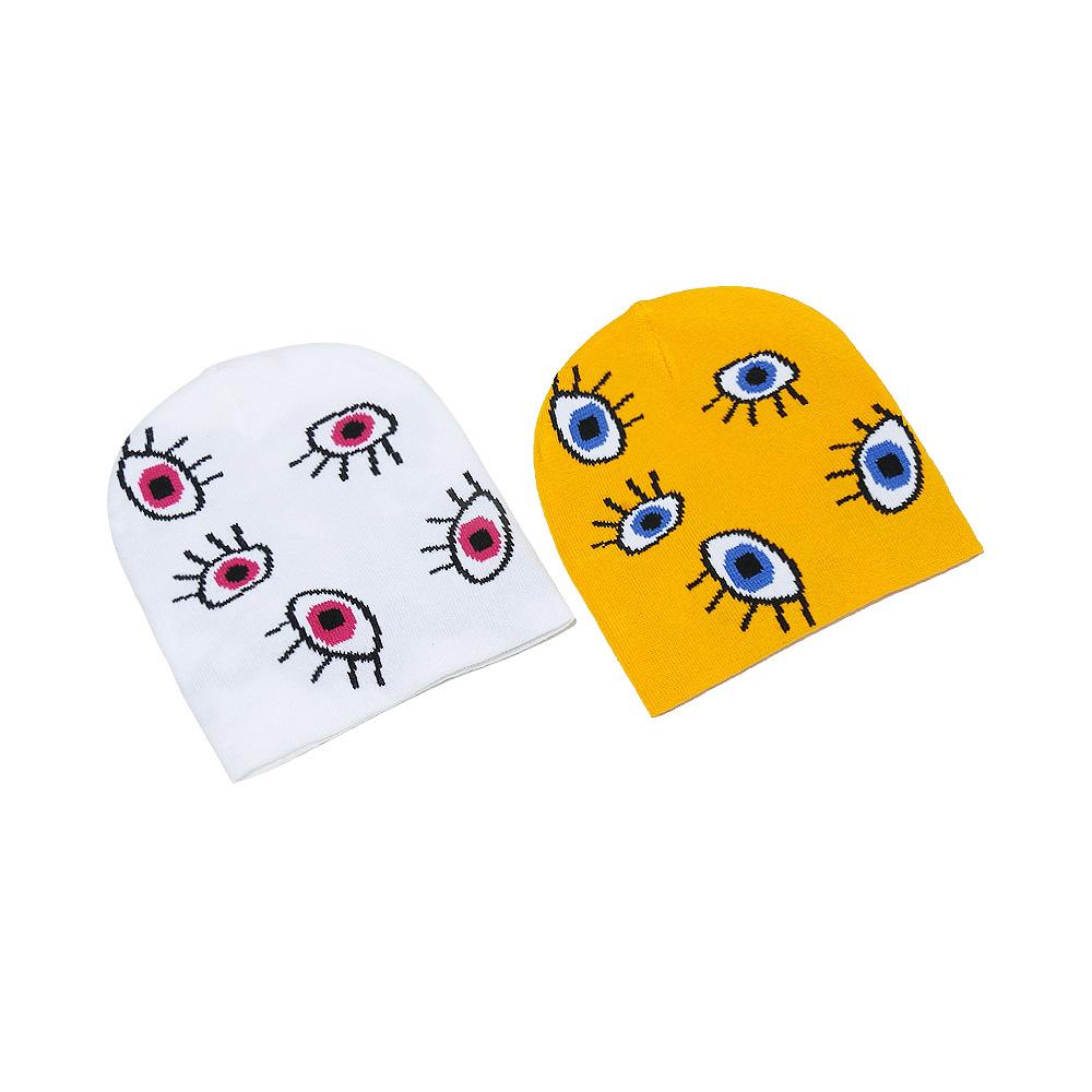 2025 осень и зима новая вязаная шапка персонализированный тренд универсальная теплая шапка глаз жаккард шерстяная шапка оптом