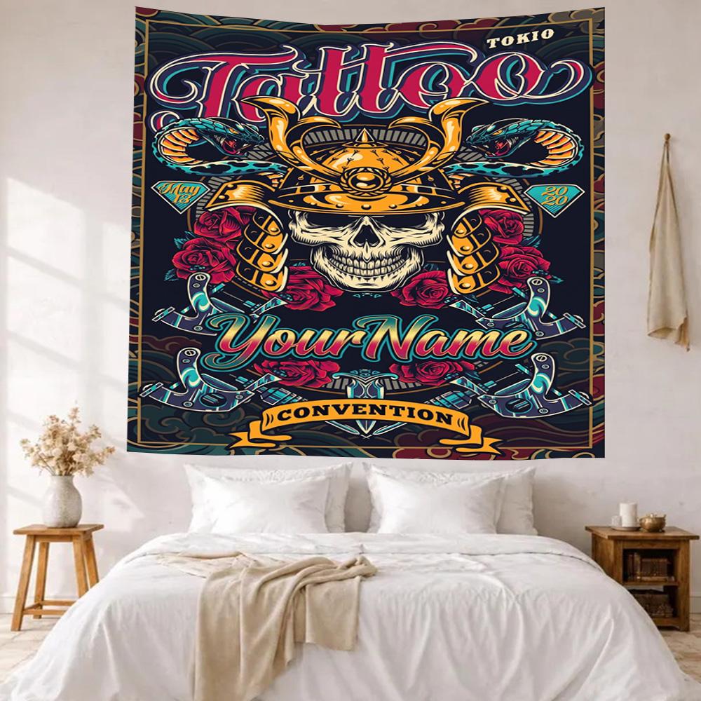 Tattoo Style Custom Your Name Wall Decor Tapestry Art For Pet Memorial Birthdaywedding Party Backdrop Family Gift