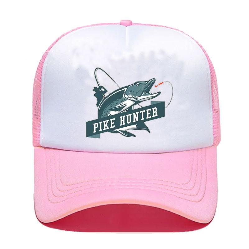 Крутая Trucker Hat с принтом Рыбак Охотник на Щуку Удочка Унисекс Сетчатые Кепки Рыболовные Приманки Поплавок Дышащая Бейсболка