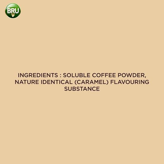 BRU Золотая карамель 100 грамм | Ароматизированный растворимый кофе | Ароматная нотка вашего повседневного кофе | Изготовлено из сублимированного кофе | На 80 чашек