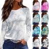 Женский повседневный топ с длинным рукавом и принтом, с круглым вырезом
