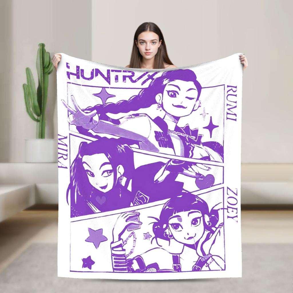 K-pop Охотники на демонов Huntrix Одеяло Фланелевое Смешное Дышащее Плед для домашнего текстильного декора