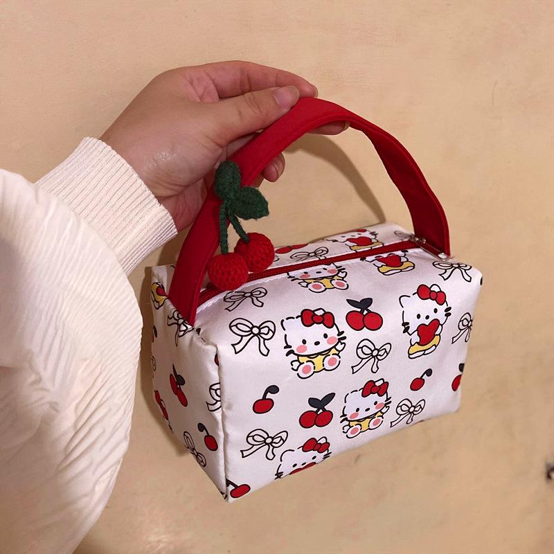 Sanrio Hello Kitty Мультяшная косметичка Аниме Портативная Большая вместимость Женская дорожная сумка для макияжа Милая сумка для стирки Сумки для хранения Подарок