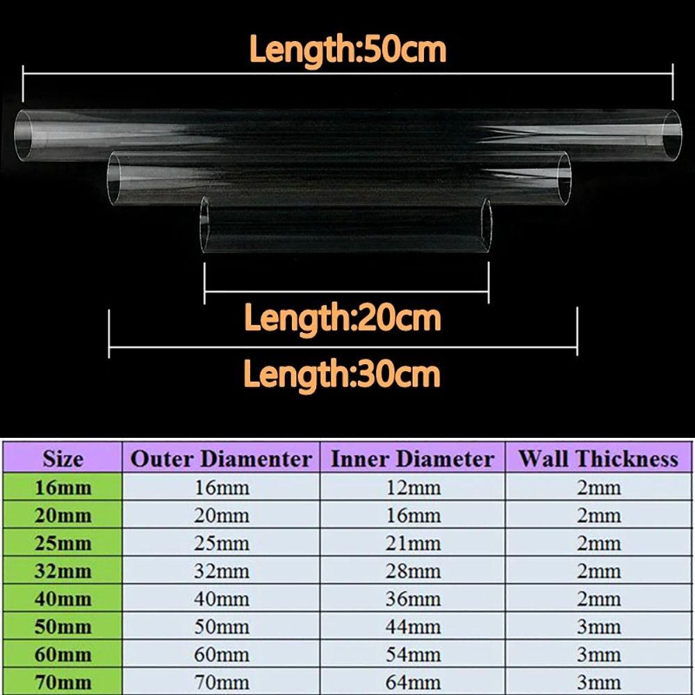 1Pcs O.D 16/20/25/32/40/50mm Acrylic Tube Clear Transparent Pipe Fittings  Aquarium Supplies