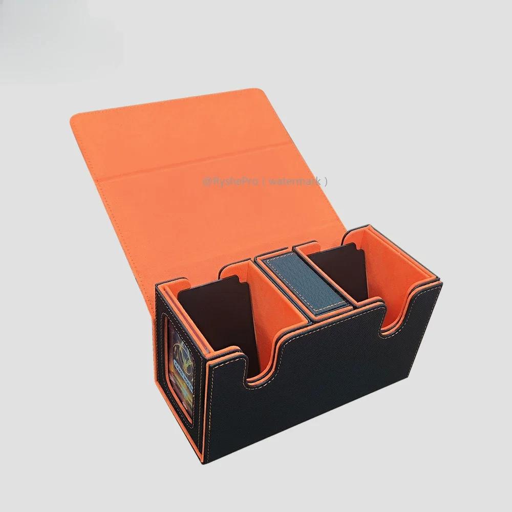 Прочная коробка для хранения карт с лотком для кубиков. Дизайн 200+ карт с двойными рукавами для колоды MTG Commander с боковым лотком для карт.