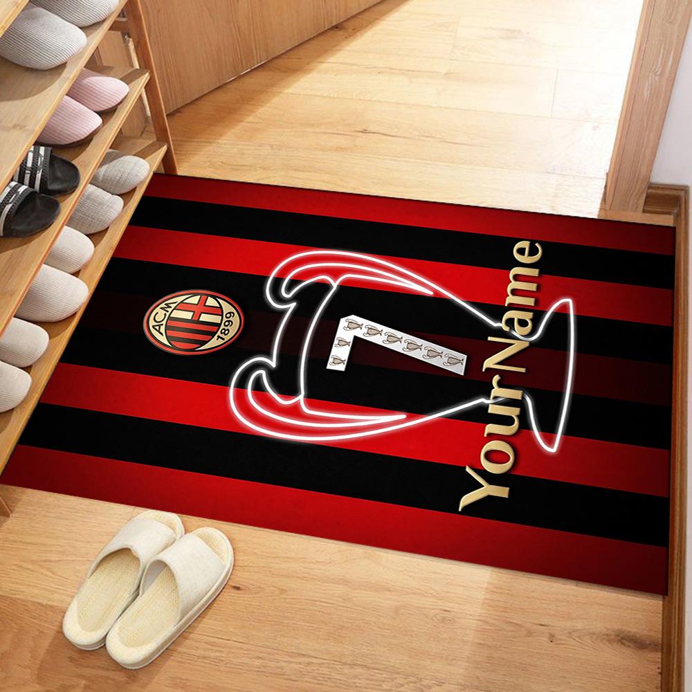 Ac Milan Customize Your Name Carpet Suitable for Foyer Bedrooms Playrooms Outdoor Anti-slip Rug Decorate Offices Perfect Birthday/Christmas Gift Idea