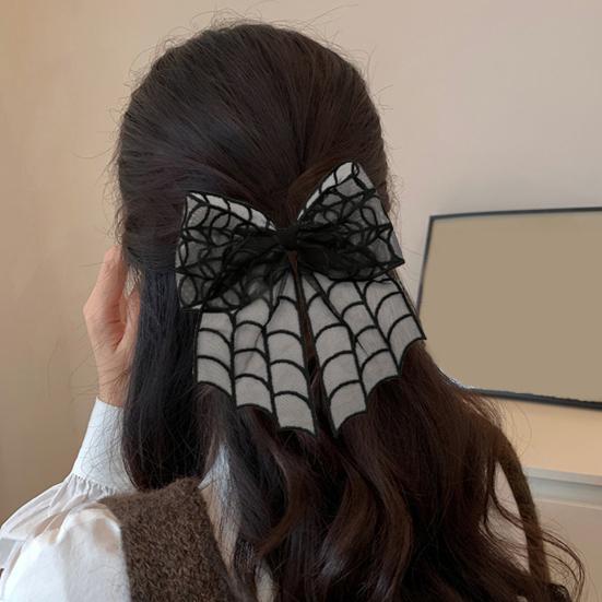 Женская заколка для волос с сильным захватом, нескользящая конструкция, панк-стиль, узор летучих мышей и паутины, шпилька для волос, аксессуары для волос на Хэллоуин
