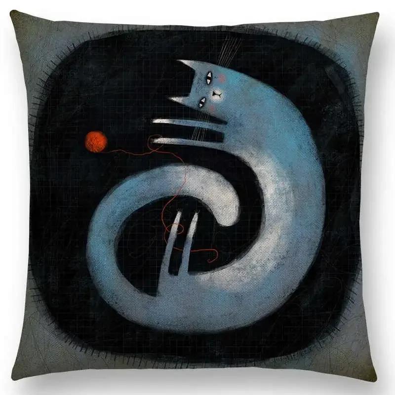 Абстрактная Фэнтези Животные Живопись Наволочка для Подушки-Пледа на Диван Такса Сова Кошка Собака Белка Кролик Лиса Слон