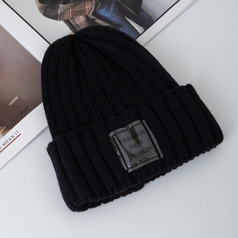 Новые женские зимние шапки, модные теплые Kpop Steetwear, шапка-бини, женские повседневные зимние вязаные шапки с прозрачной этикеткой