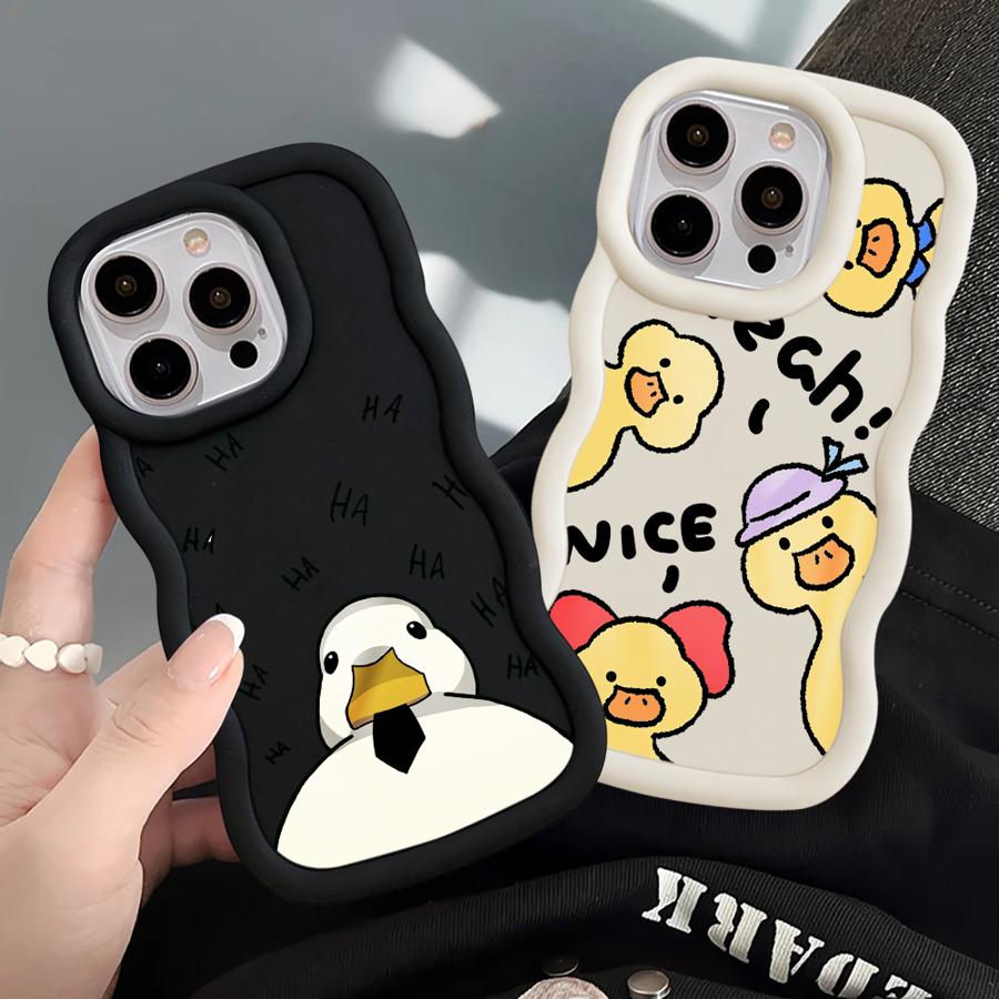 Мягкий чехол для телефона для iPhone 16 Pro Max 14 13 17 Air 11 XR 8 12 15 Plus Мультяшная утка