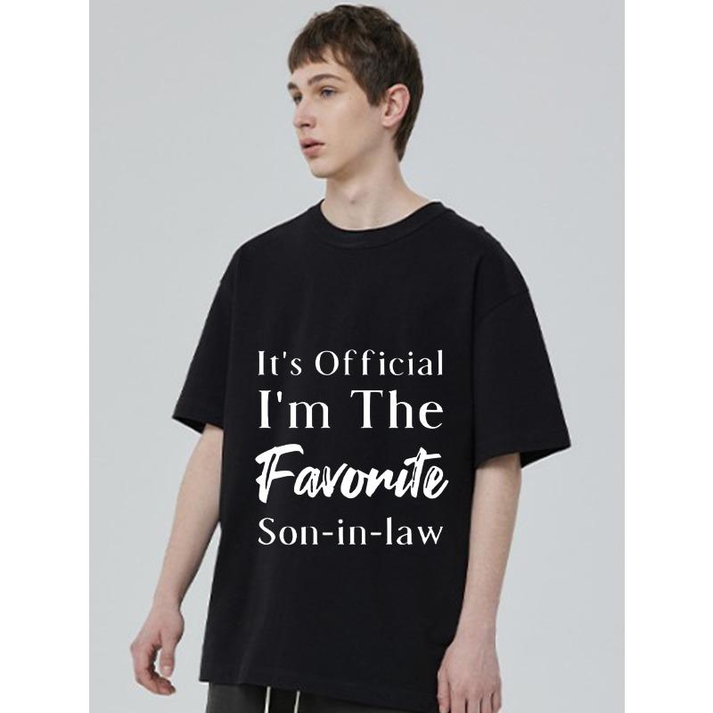 Черная футболка с официальным принтом «Я любимый зять» для повседневной носки