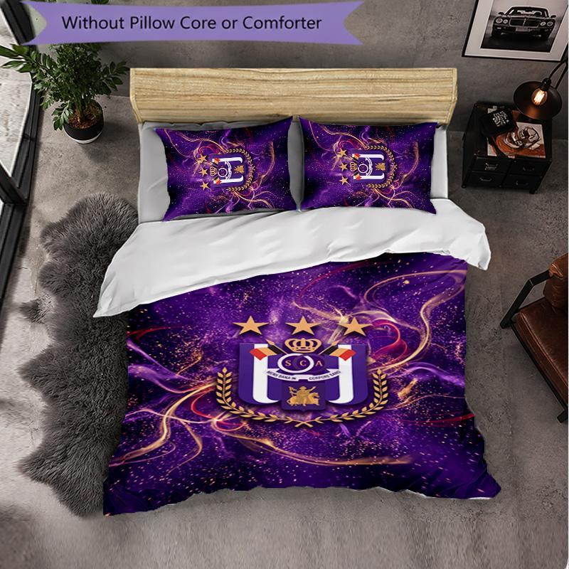 Anderlecht FC Themed Bedding 3Pcs Duvet Cover Set Decorative Bed Linen For Teen Room Home Decoration