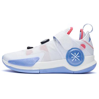 Li Ning Wade Fission 7 V2 Нескользящие, Износостойкие, Дышащие Низкие Баскетбольные Кроссовки Мужские Стандартные Белые ABPR047-1