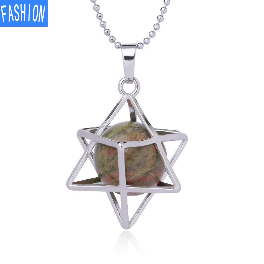 Металлическая клетка, выдолбленное ожерелье из натурального хрусталя Мелкаба с подвеской из флюорита и агата