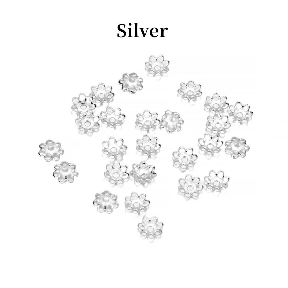 600 шт./лот, 6 мм, полый цветок, металлическая филигрань, свободные проставки из бисера, колпачки с конусом, филигрань для поиска ювелирных изделий своими руками, принадлежности для изготовления ювелирных изделий