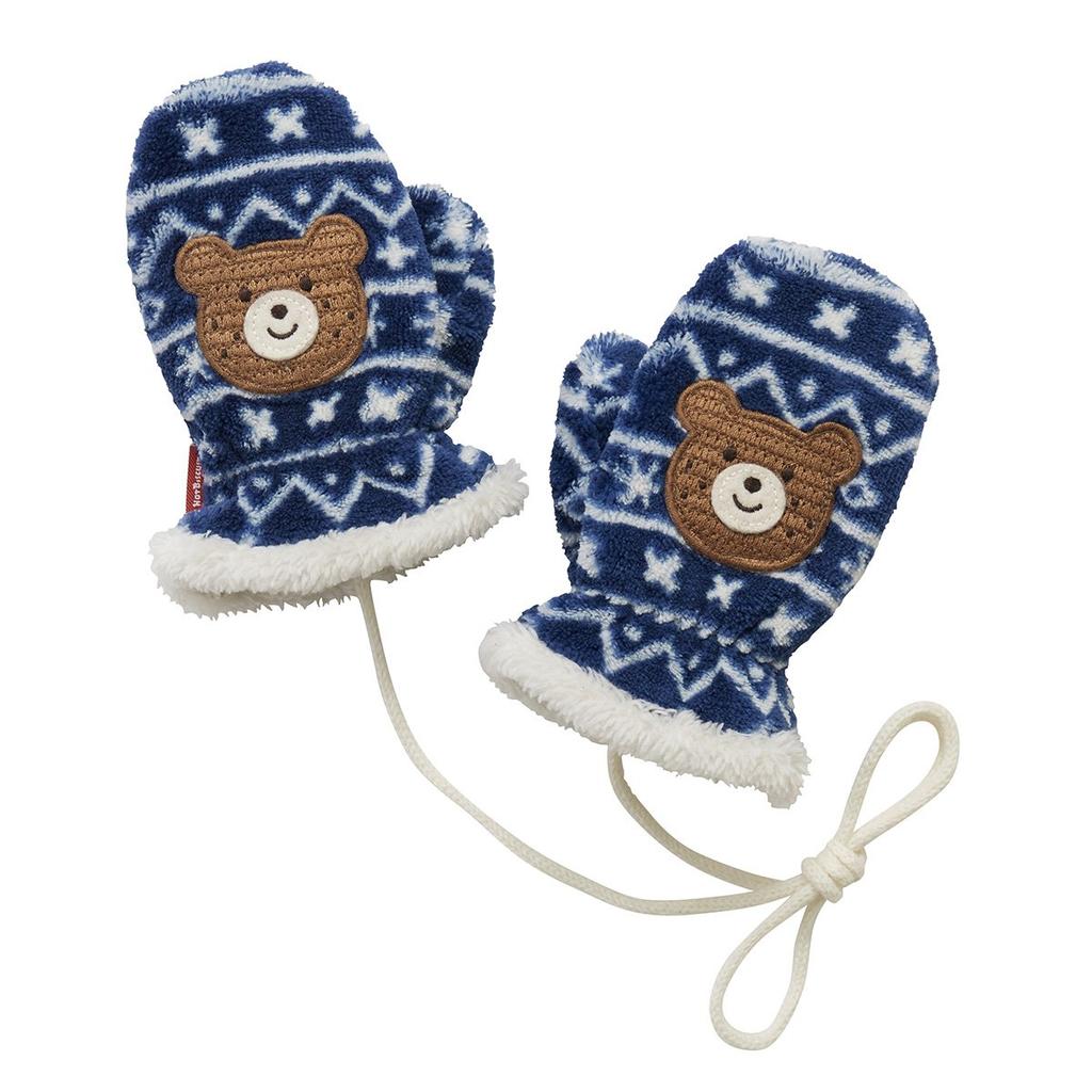 MIKIHOUSE HOT BISCUITS Size S Navy Blue Mittens, (1-3 Years), (73-7601-262)